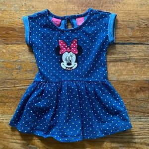 Minnie Mouse Denim Polka Dot Dress Size 6-9 months